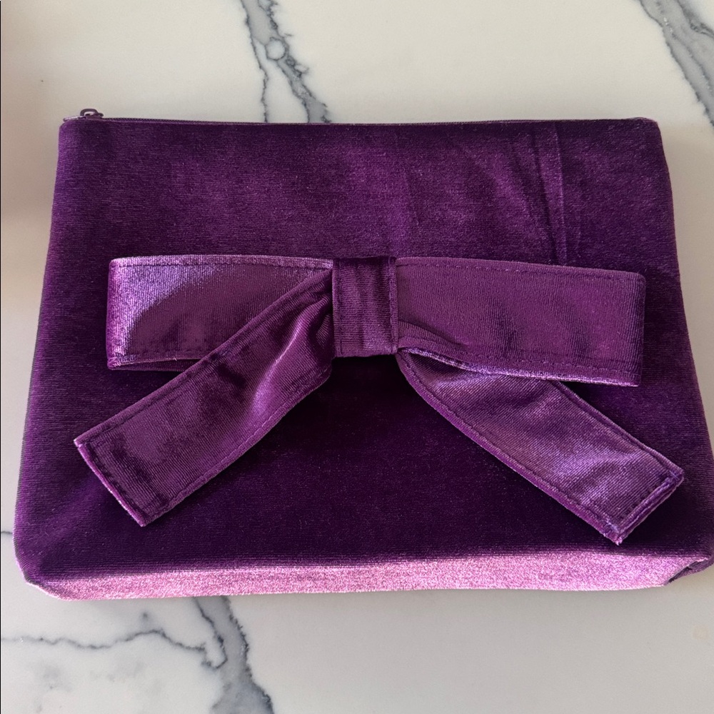 ULTA beauty PURPLE velvet bow makeup cosmetic case bag